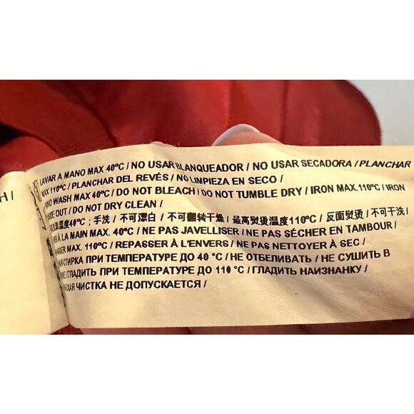 adolfo dominguez Red V Neckline Viscose Satin Blouse 3/4 Sleeves sz S Flawed - Picture 8 of 9